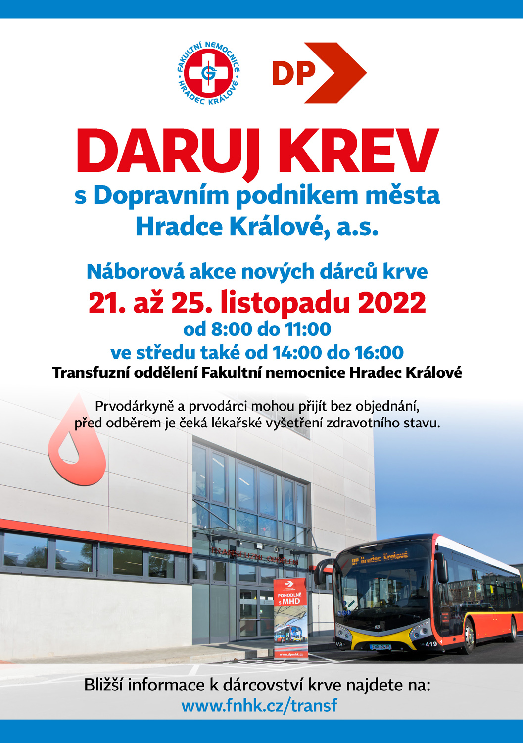 Daruj krev s Dopravním podnikem města Hradec Králové