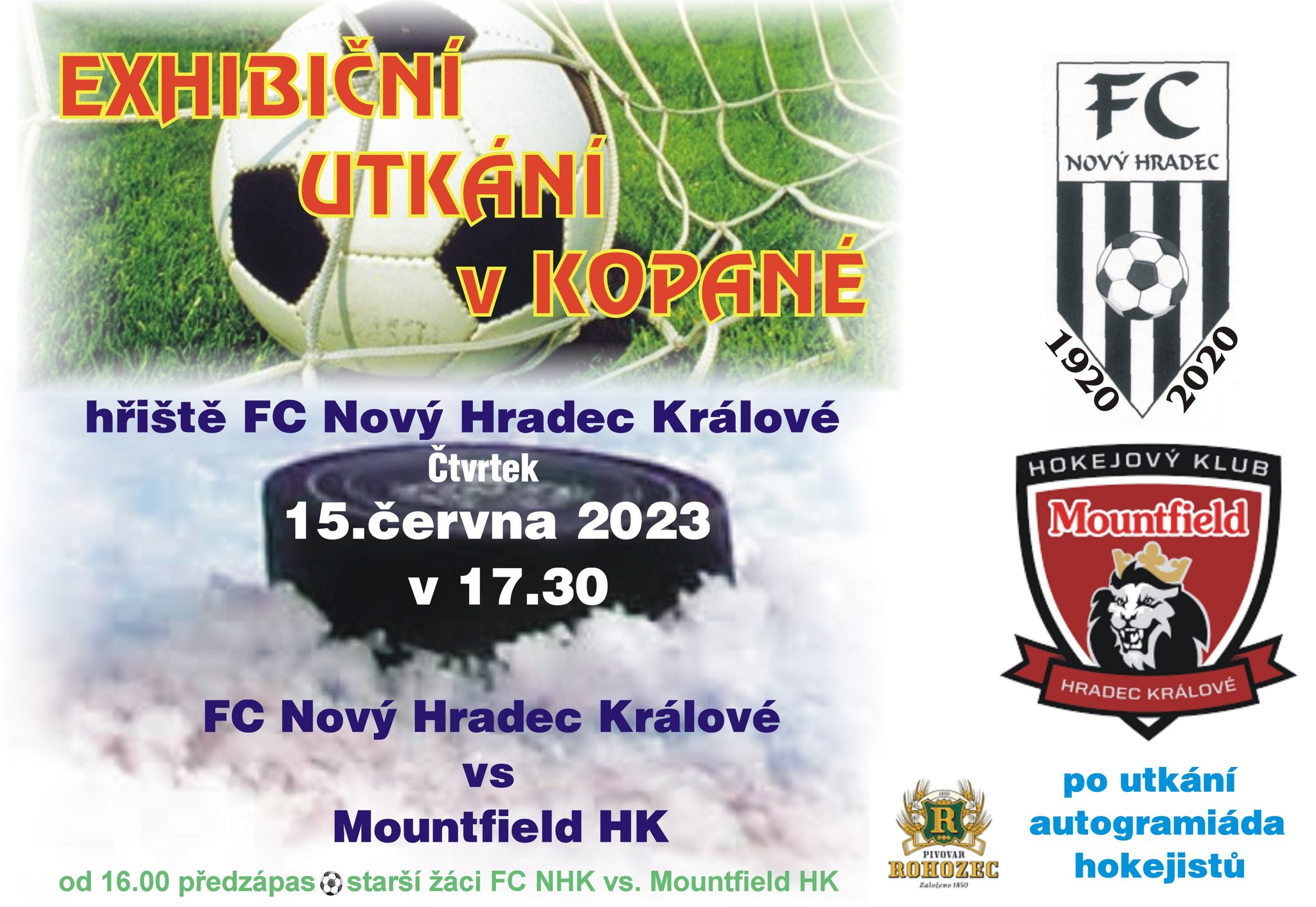 Exhibiční utkání v kopané: FC Nový Hradec Králov vs Mountfield HK