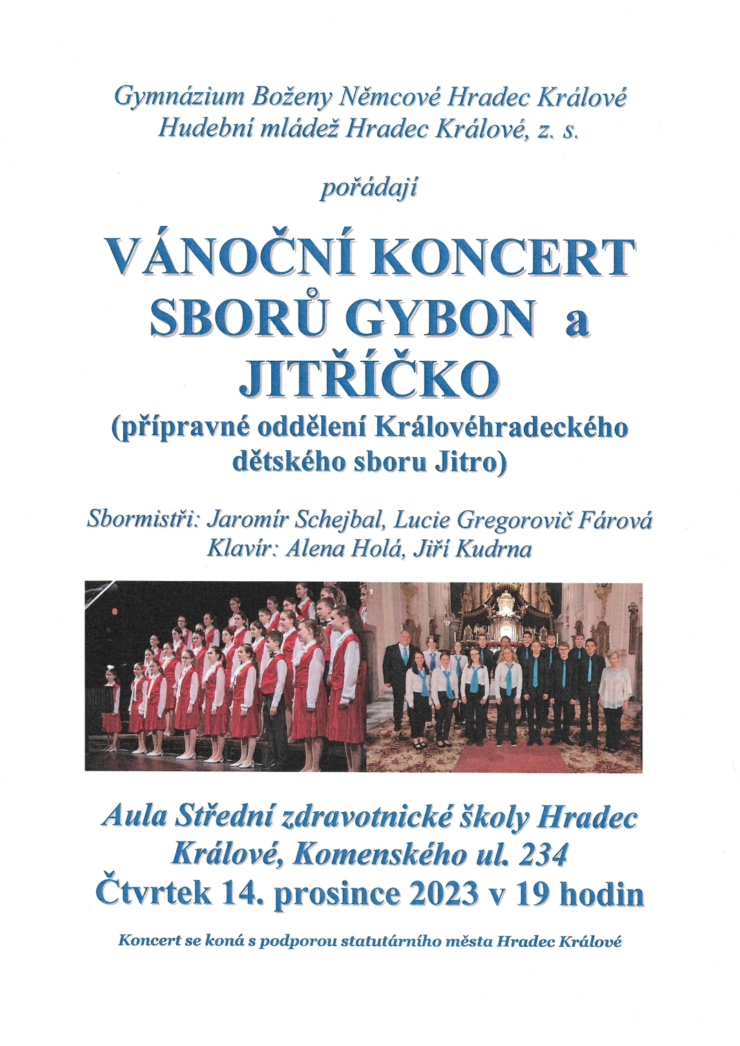 Vánoční koncert sborů GYBON a Jitříčko