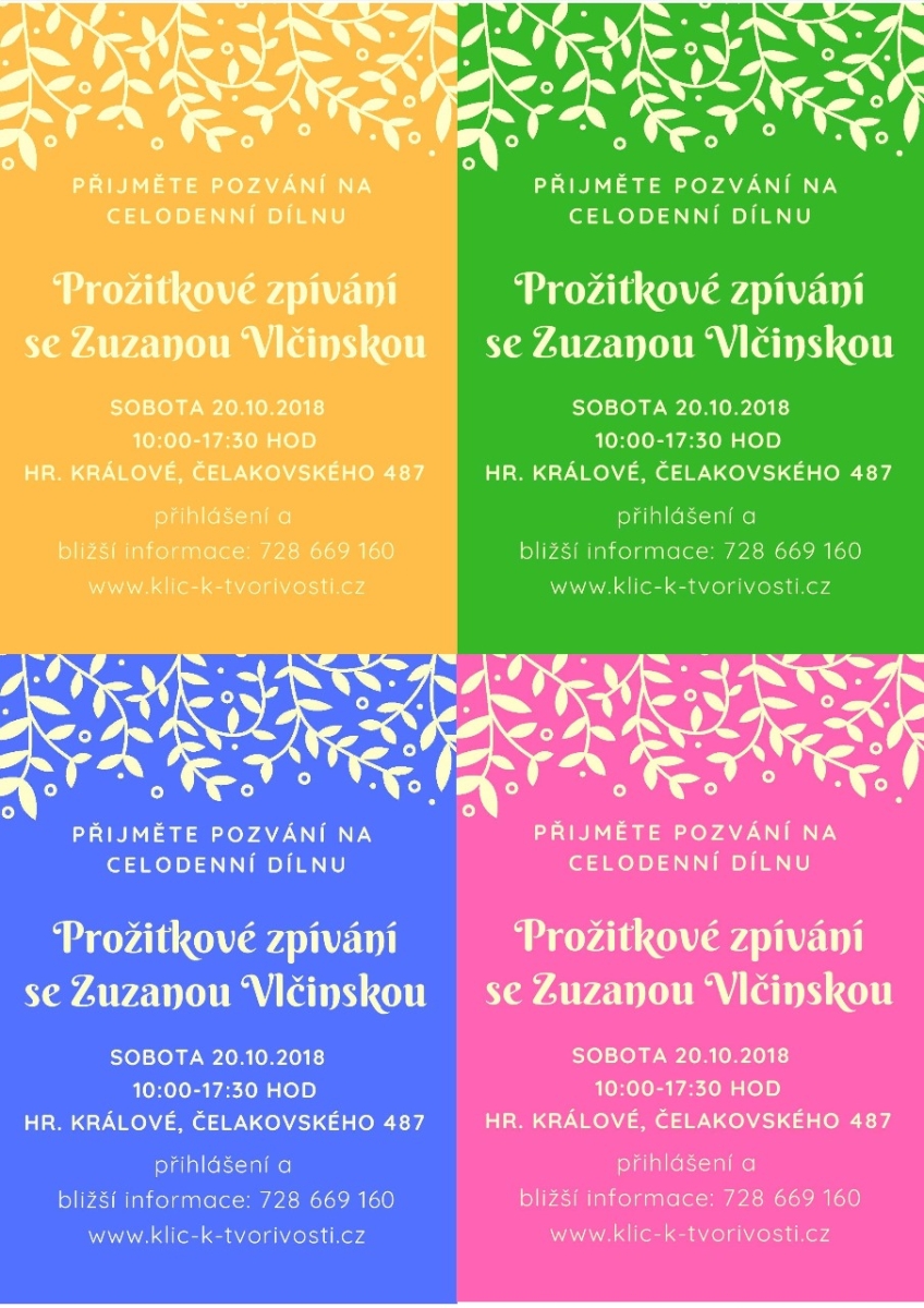 PROŽITKOVÉ ZPÍVÁNÍ SE ZUZANOU VLČINSKOU PROŽITKOVÉ ZPÍVÁNÍ SE ZUZANOU VLČINSKOU